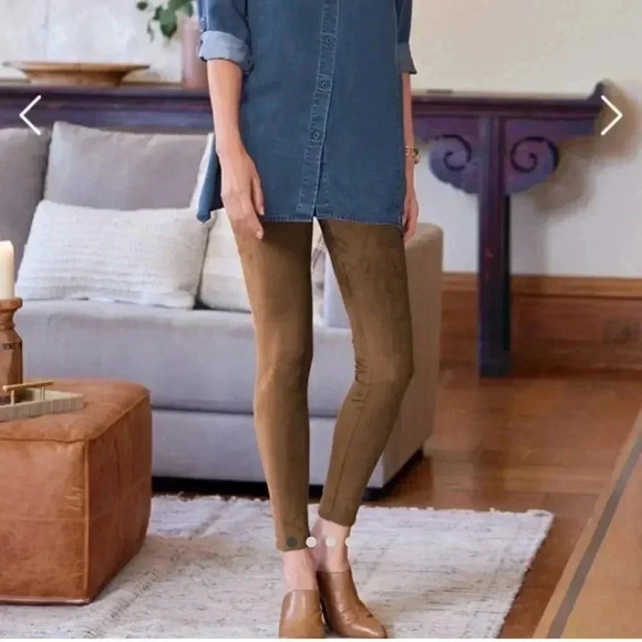Soft Surroundings Pants - Soft Surroundings Medium Faux Suede Ankle Leggings Polyester Spandex 2DT29 M Med